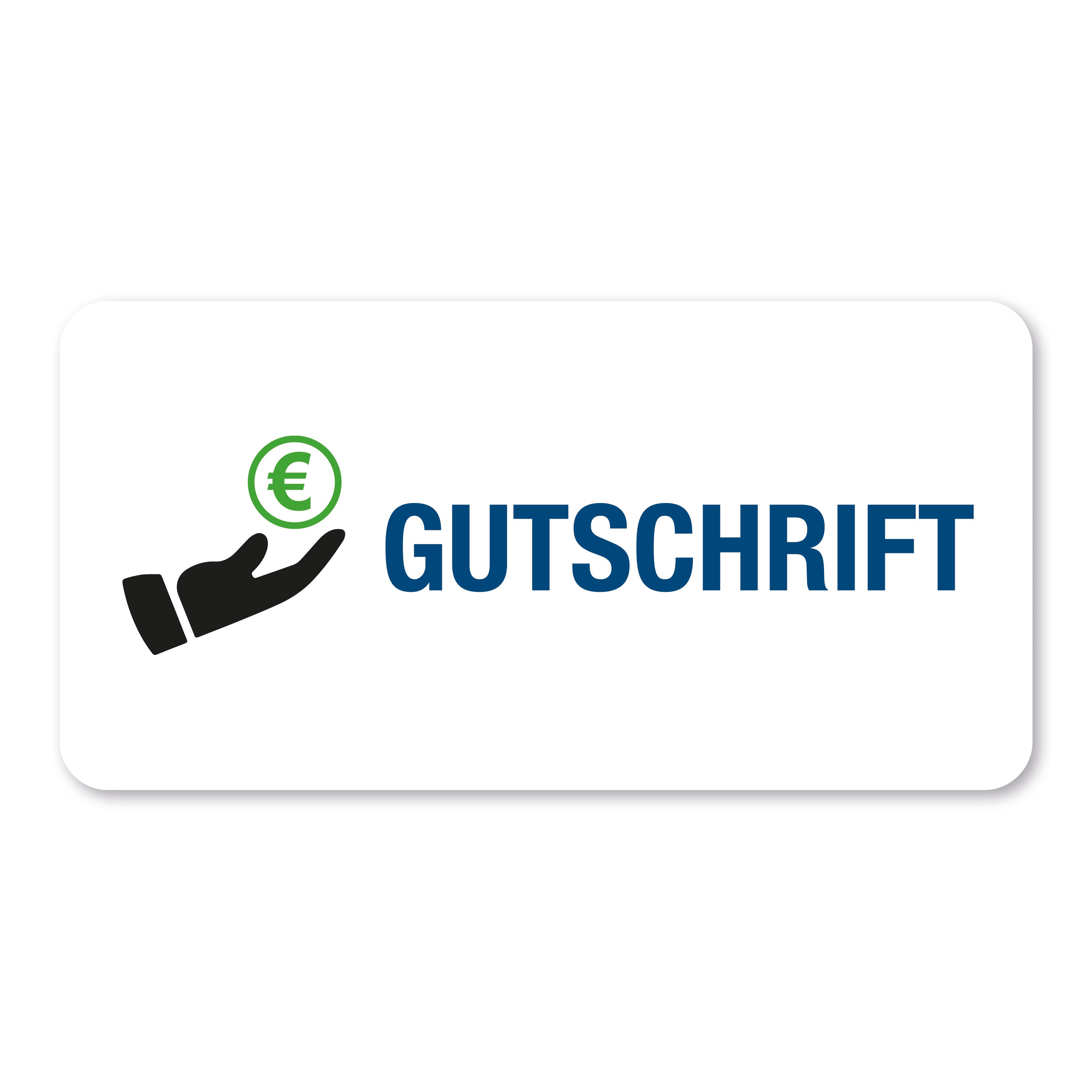 Aufkleber mit Gutschrift-Piktogramm, 60x30 mm, auf Rolle, 250 Stück, für Etikettendruck, aufkleberdrucker.de