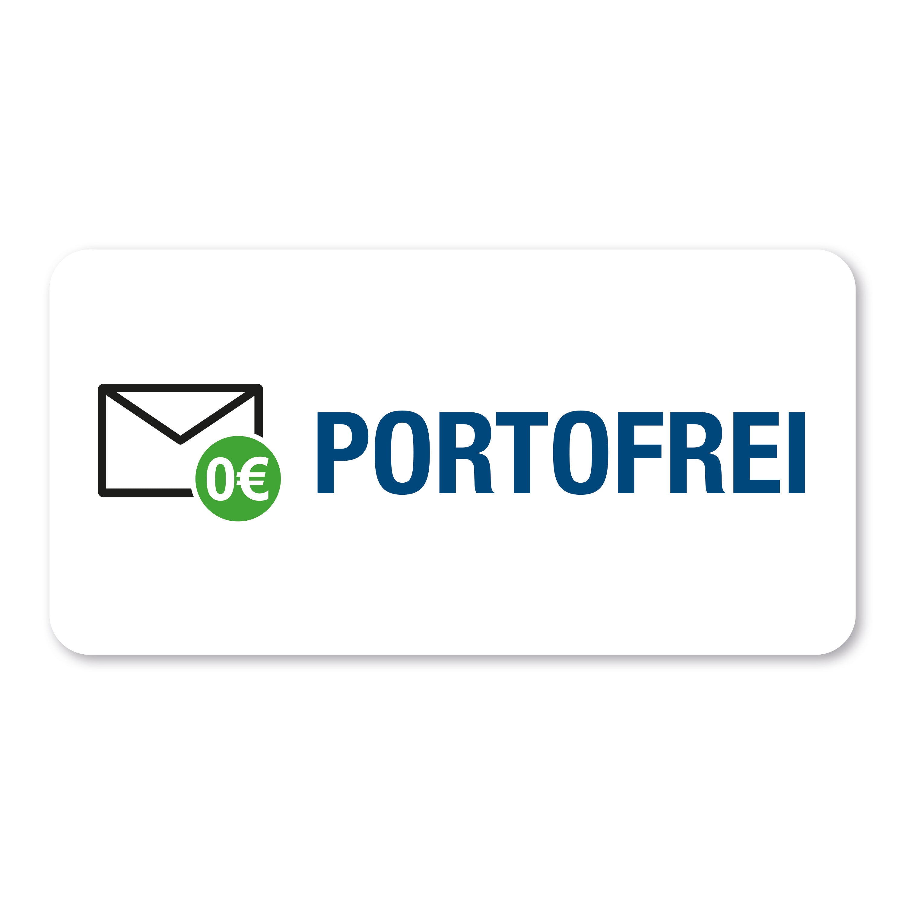Aufkleber mit Piktogramm "Portofrei", 60x30 mm, 250 Stück, rollbar, für Versandetiketten, aufkleberdrucker.de