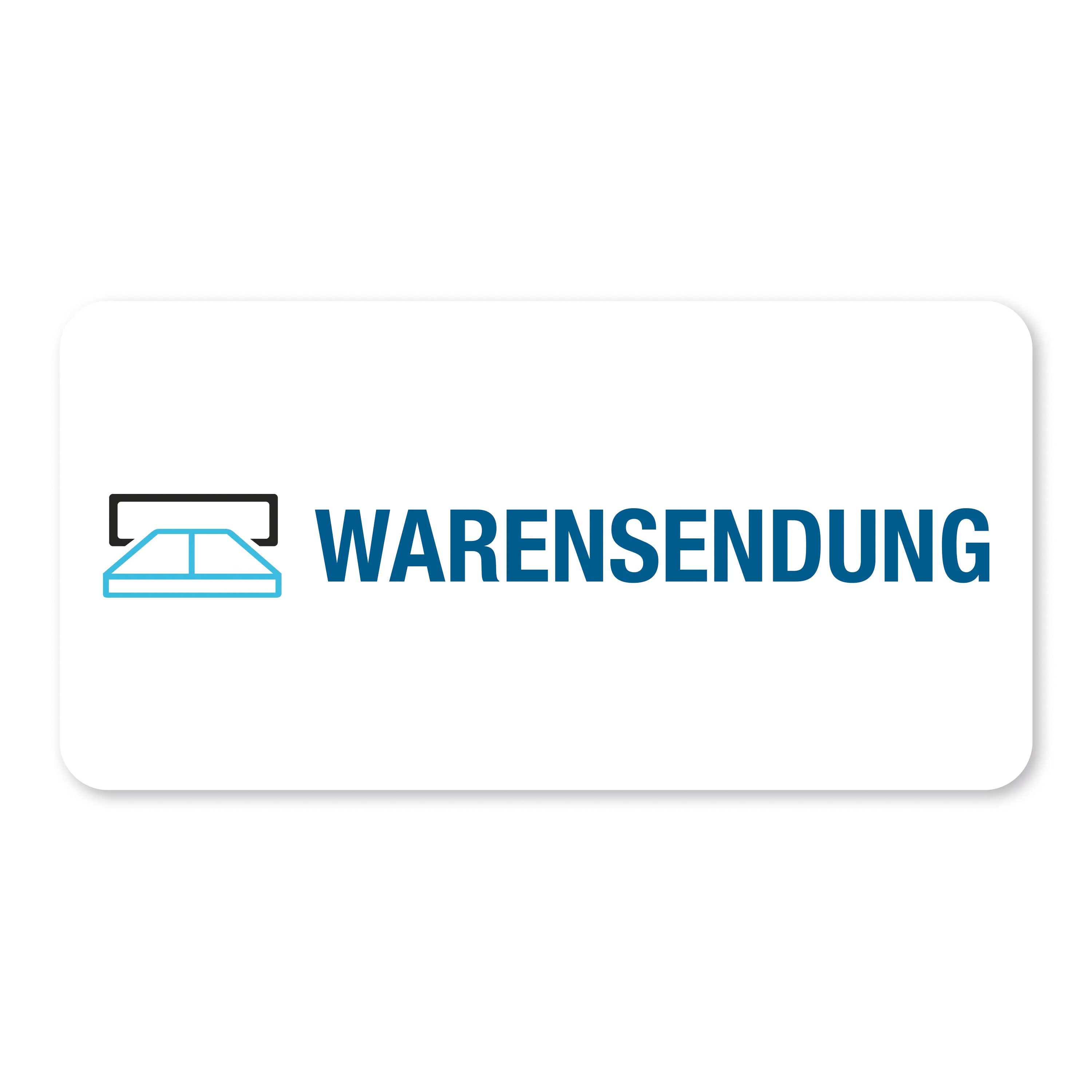 Aufkleber mit Piktogramm "Warensendung" in 60x30 mm, 250 Stück, gelbe Rollenetiketten für Paketversand.