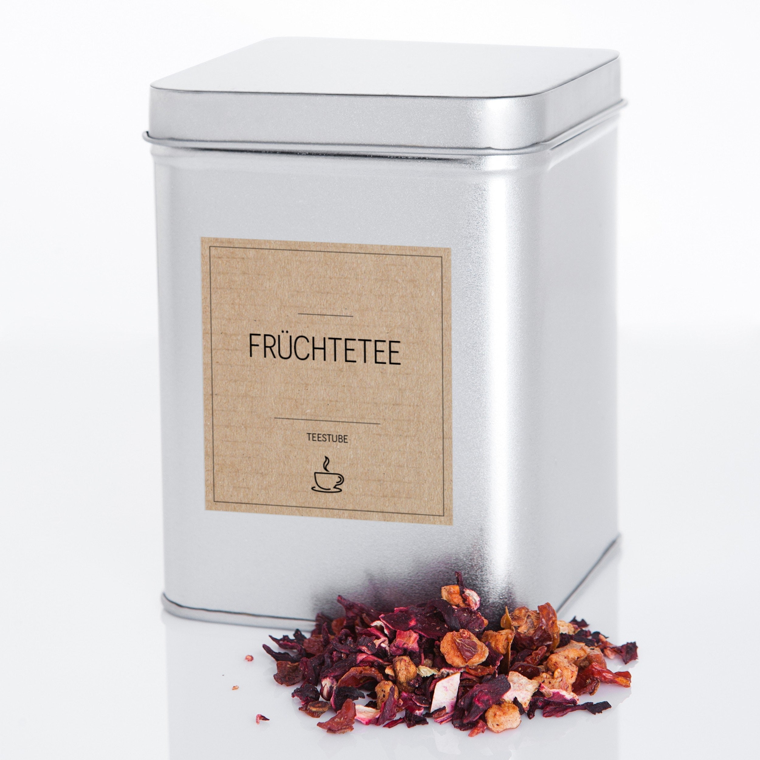 Set mit 48 braunen, eckigen Tee-Aufklebern für Teedosen, ideal für Tee-Etiketten, von aufkleberdrucker.de