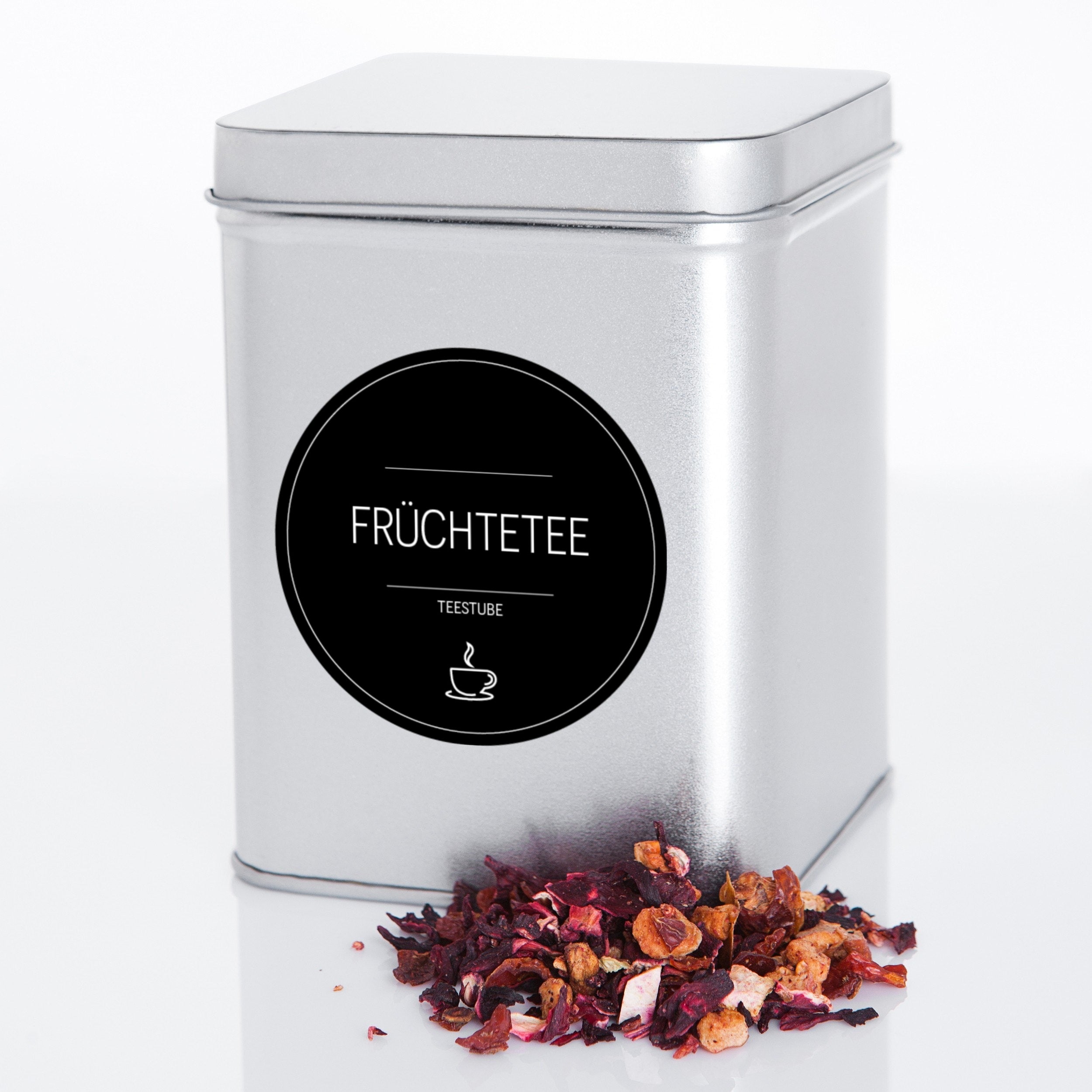 Runde schwarze Tee-etiketten für Teedosen, Set mit 48 Aufklebern, perfekt für Teestube und Teeliebhaber, von aufkleberdrucker.de