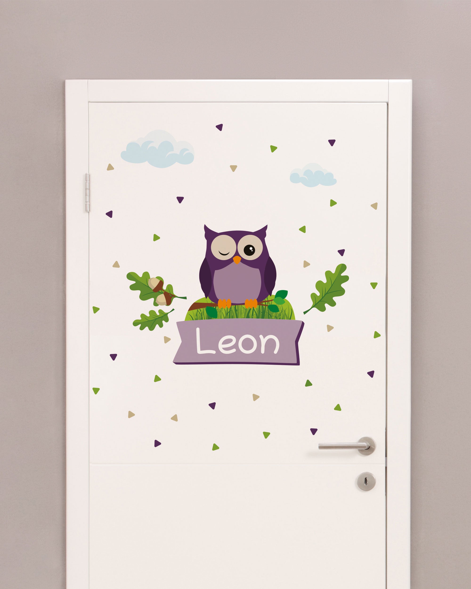 Individualisierbare Türaufkleber für das Kinderzimmer mit Eulenmotiv