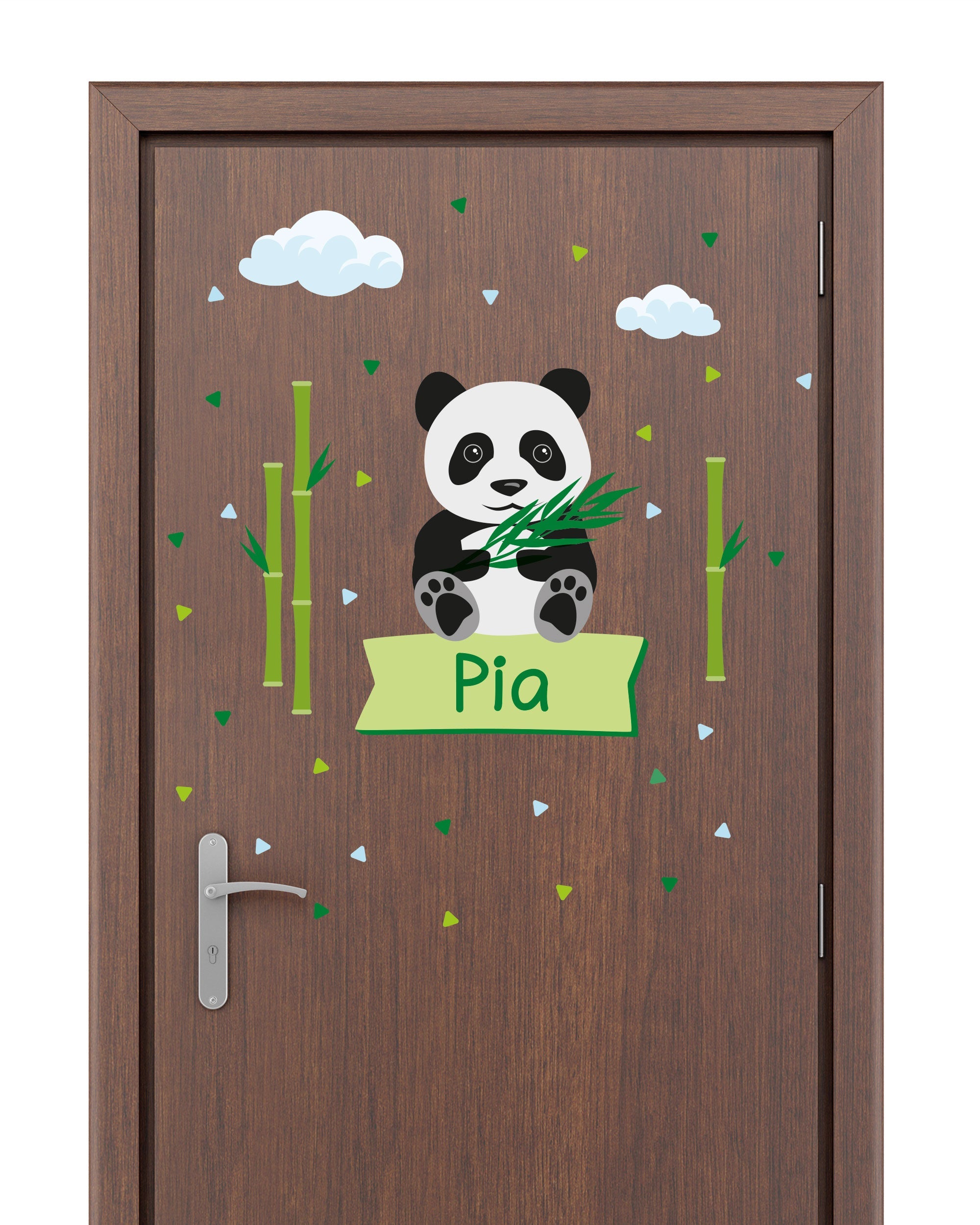 Individualisierbare Türaufkleber für das Kinderzimmer mit Pandamotiv