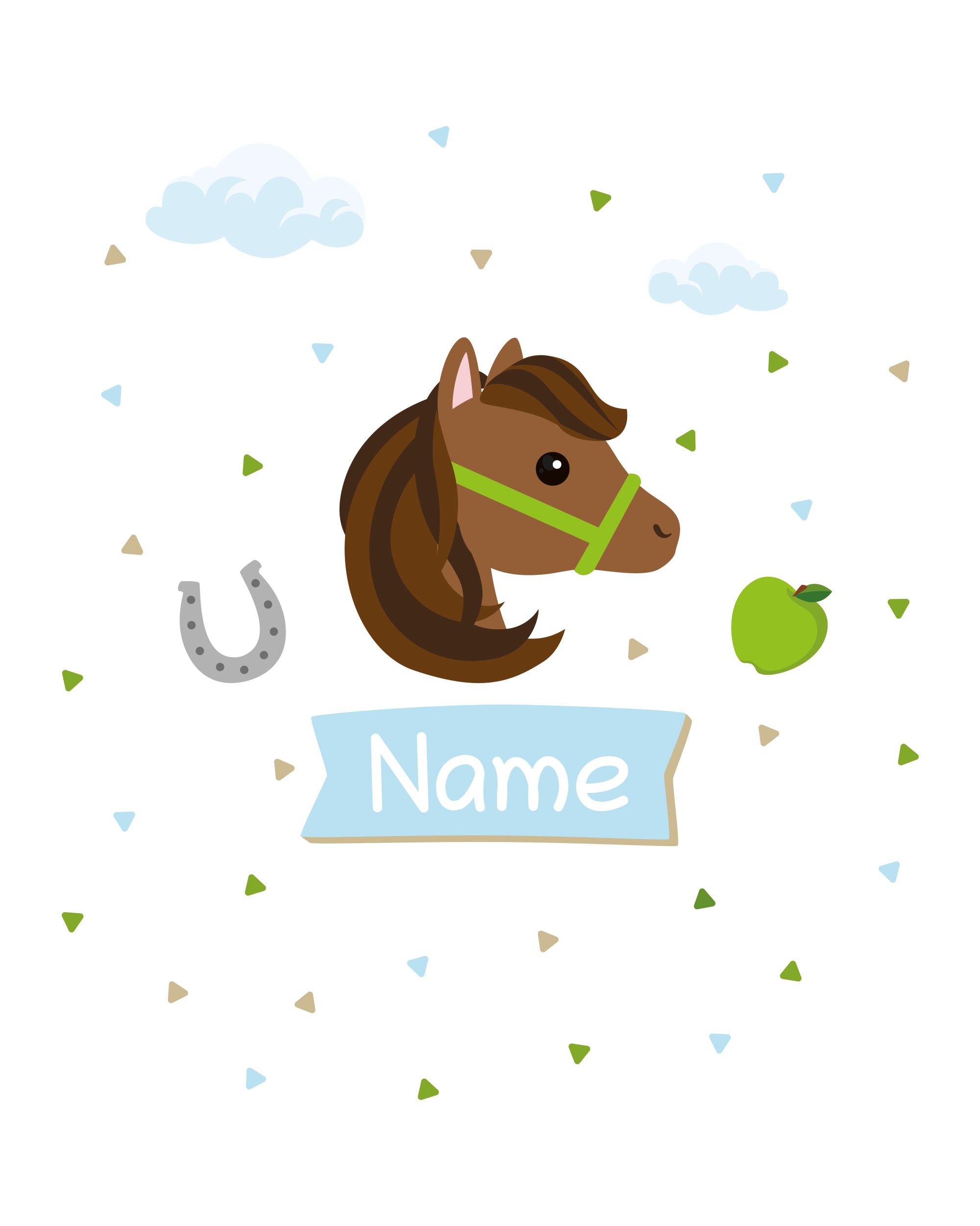 Individualisierbare Türaufkleber für das Kinderzimmer mit Pferdemotiv