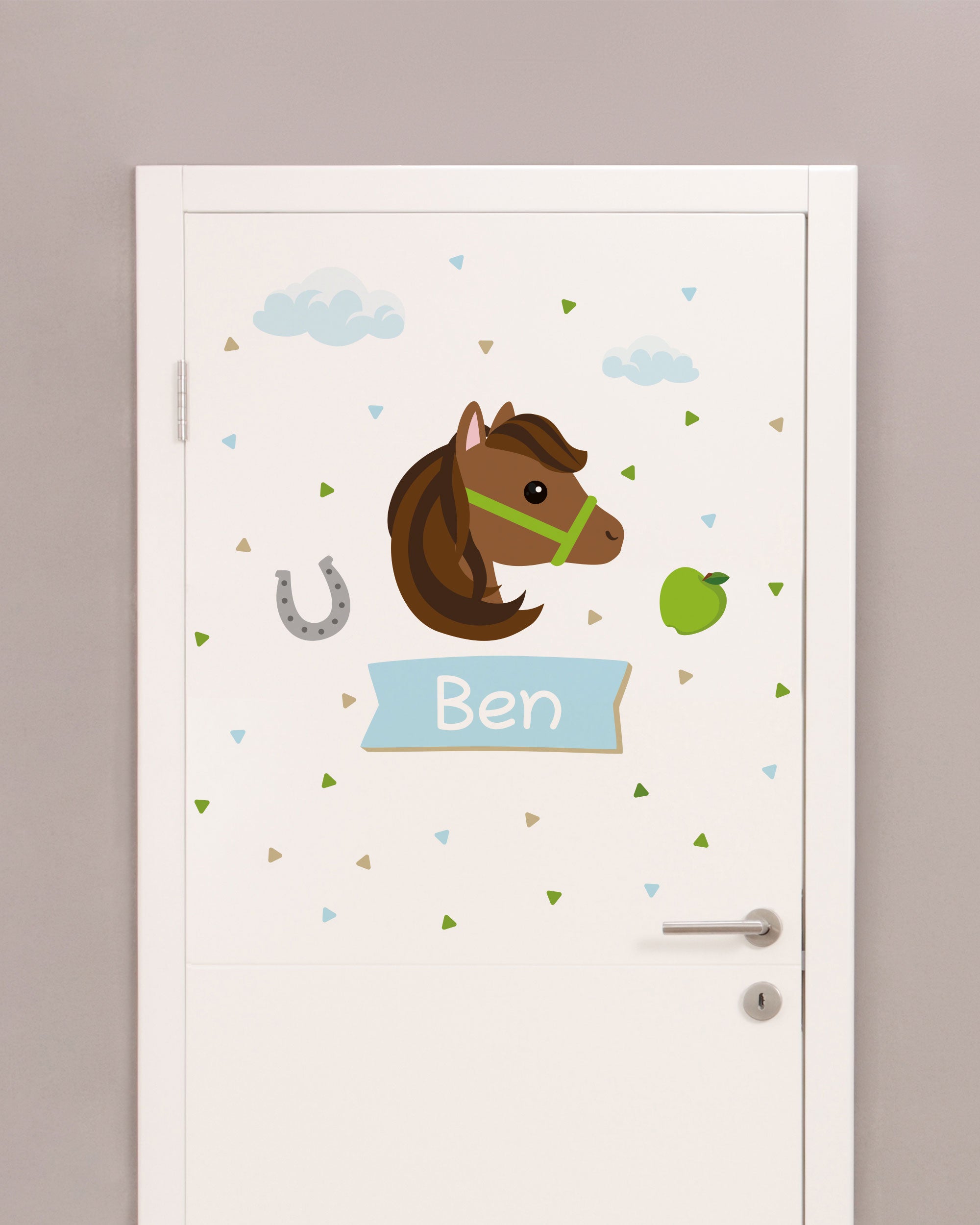 Individualisierbare Türaufkleber für das Kinderzimmer mit Pferdemotiv