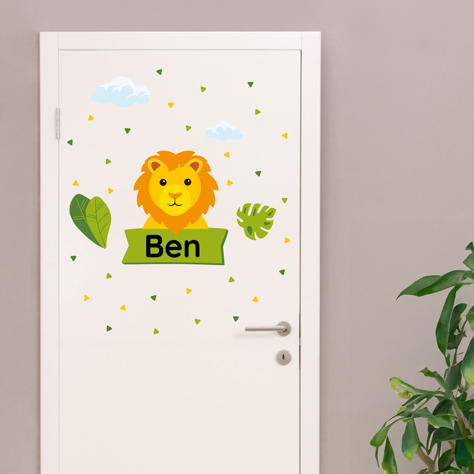 Individualisierbarer Löwen-Türaufkleber für Kinderzimmer, Wandtattoo mit detailreichem Löwenmotiv, geeignet für Kinder- und Jugendzimmer