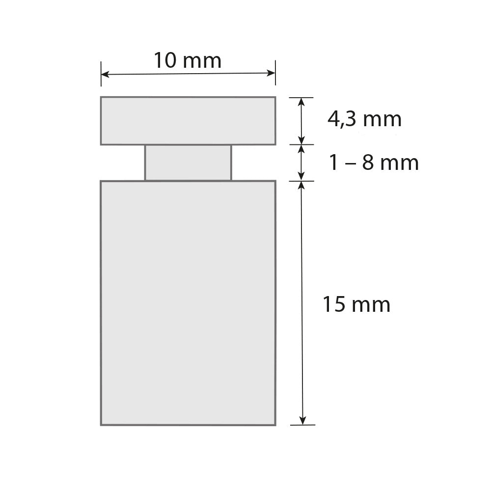 4 Stück Edelstahl Abstandshalter 10 x 15 mm schraubbar