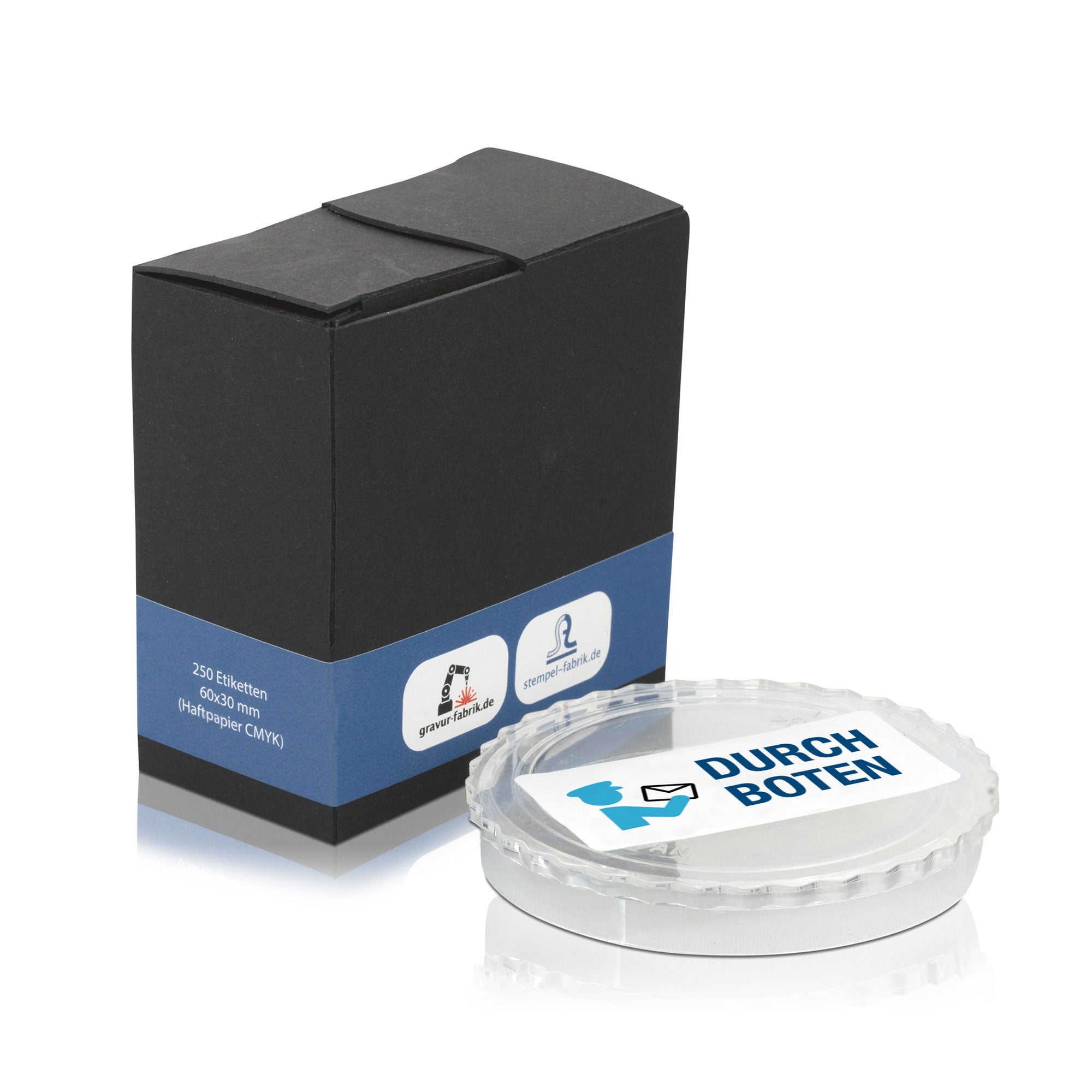 Aufkleber mit Piktogramm "Durch Boten" auf Rolle, 60x30 mm, 250 Stück, für Versand und Logistik, von aufkleberdrucker.de