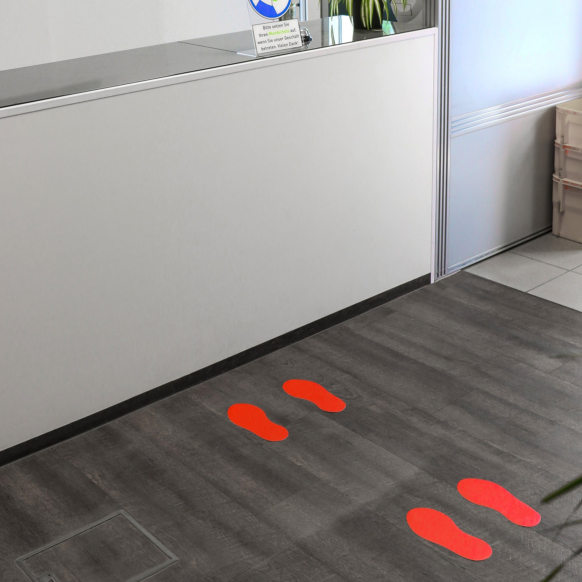 Rote Fußbodenaufkleber für Fußpaar, 10 Stück, ca. 250x110 mm, ideal für Orientierung auf Böden, von aufkleberdrucker.de
