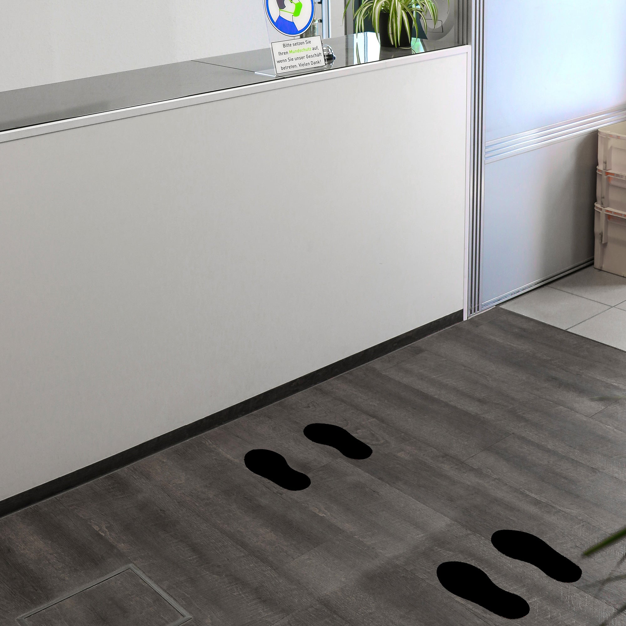 Fußbodenaufkleber für Fußpaare, 10 Stück, 250x110 mm, schwarz, selbstklebende Bodenmarkierungen für Fußspuren