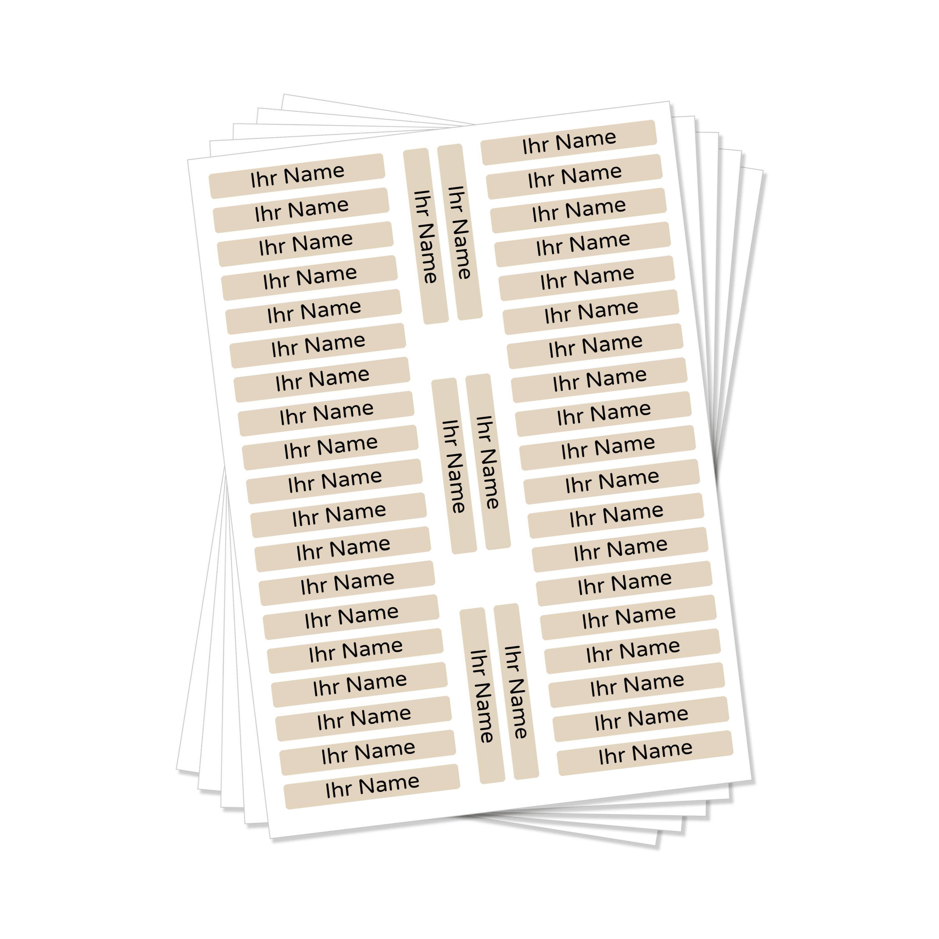 Beige Stiftaufkleber für Kinder mit 215 Aufklebern, 40x6 cm, aufkleberdrucker.de