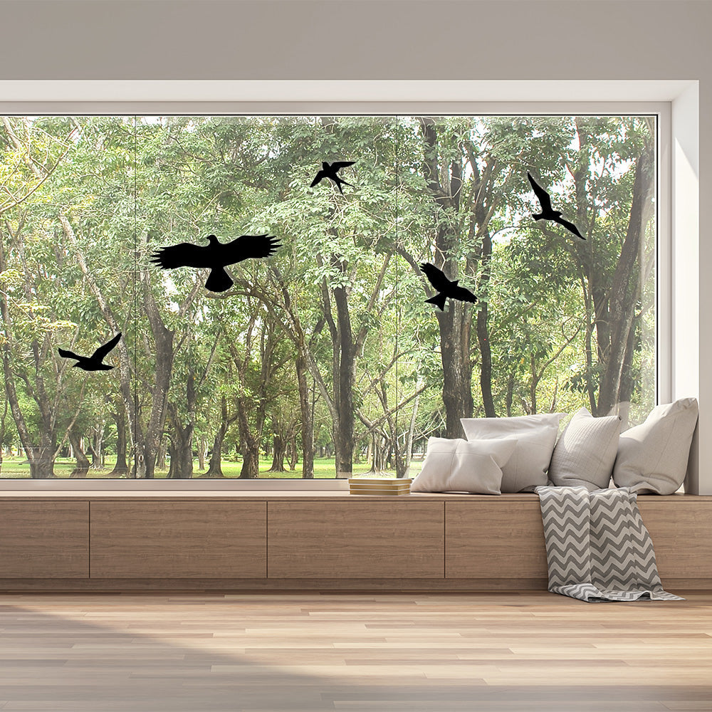 Schwarze Vogel-Silhouetten-Aufkleber in Set mit 2 Bögen, ideal für Fensterdekoration, aufkleberdrucker.de