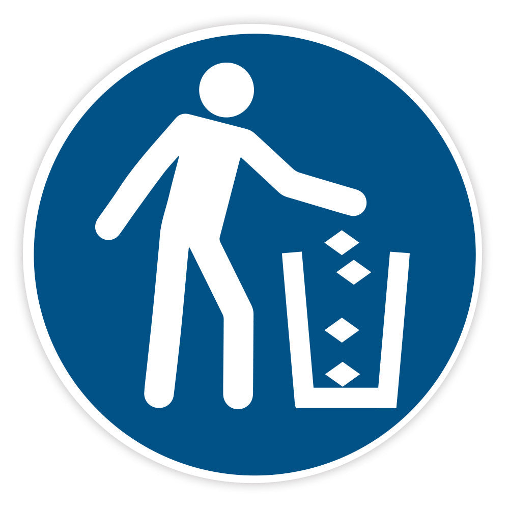 Gebotaufkleber Abfallbehälter benutzen
