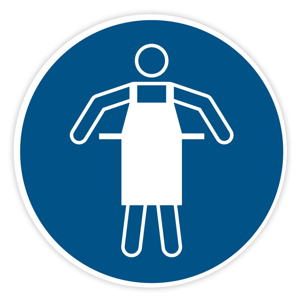 Gebotaufkleber Schutzschürze benutzen