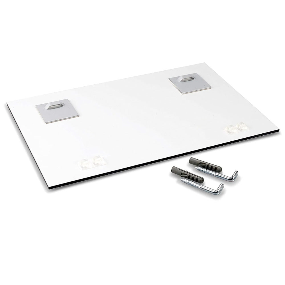 2 Stück Haftbleche im Set 45x45 mm mit Öse und Dübel zur Schilderbefestigung