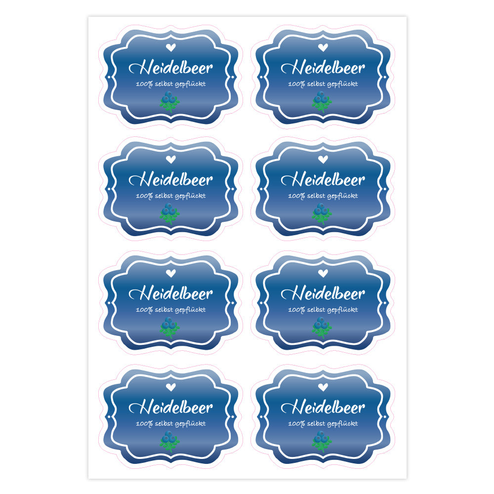Heidelbeermarmelade Aufkleber im Set mit 3 Bögen, blauer Heidelbeere, frisches Obst-Design, geeignet für Verpackungen und Etiketten