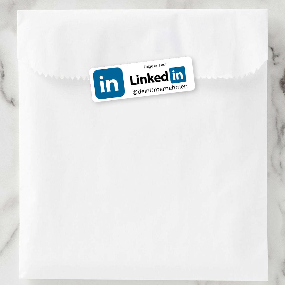 Individueller LinkedIn Social-Media Aufkleber, 72 Stück, 60x20 mm, aufkleberdrucker.de, auf Bogen verteilt
