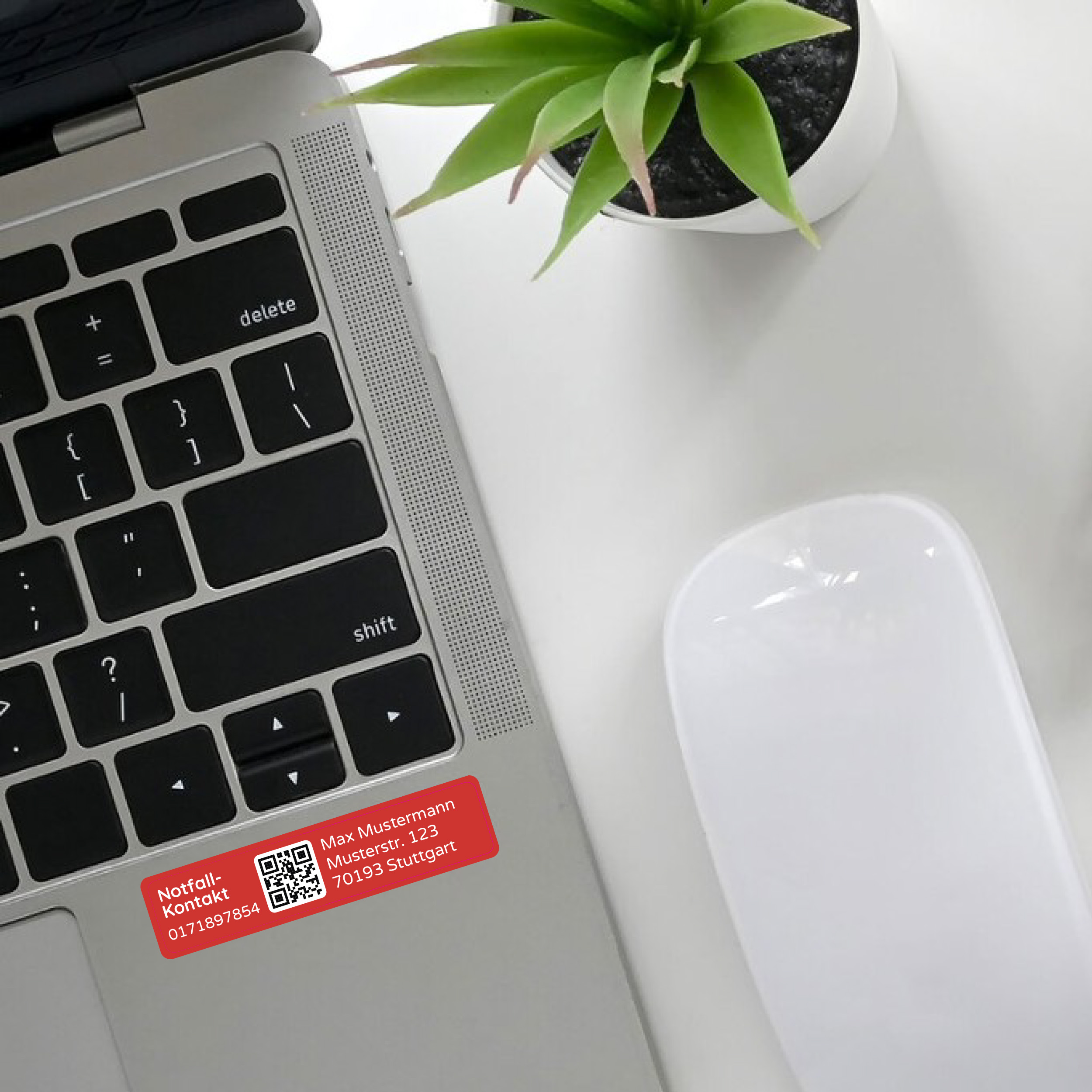 Notfallkontakt-Aufkleberset mit Name, Telefonnummer und Adresse, stark haftende Aufkleber in 60x13 und 30x13 mm