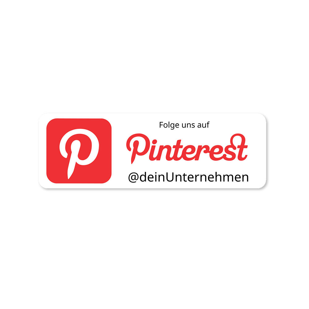 Individueller Social-Media Aufkleber Pinterest, Set mit 2 Bögen und 72 Stück, 60x20 mm, aufkleberdrucker.de