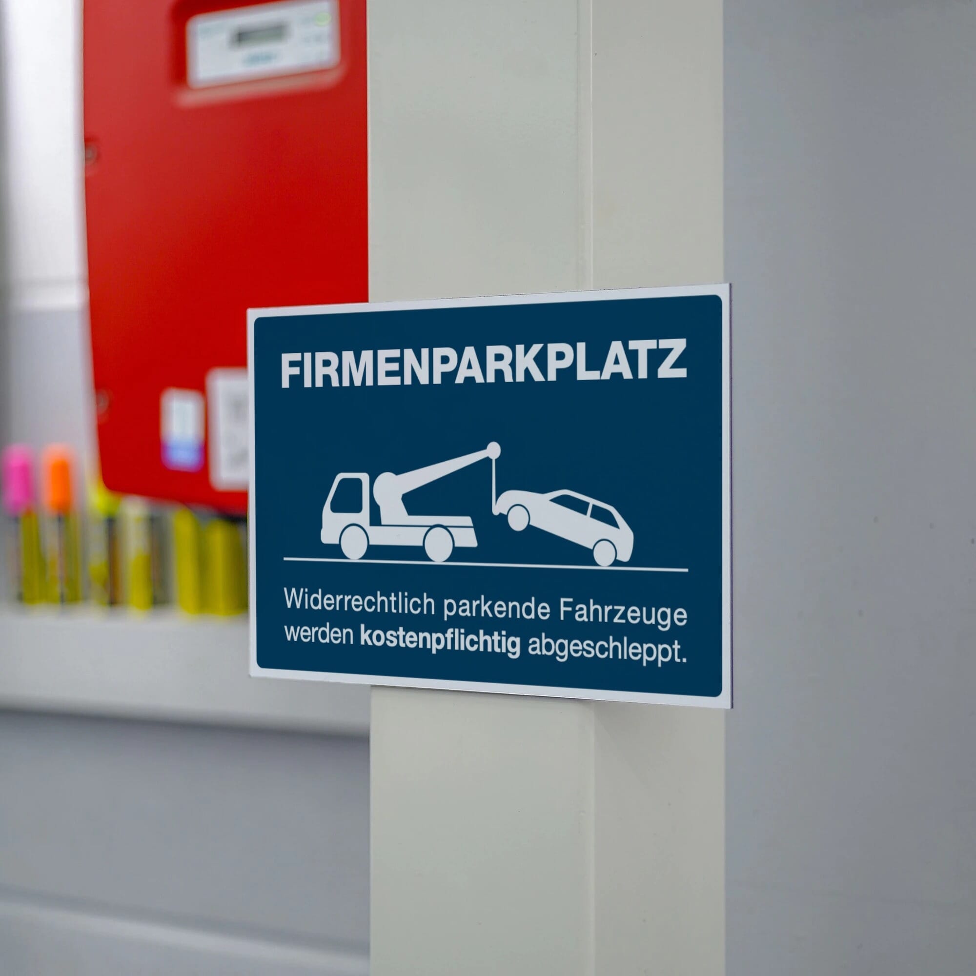 Schild Alu-Verbund Firmenparkplatz (signablau, 200x300x4 mm)
