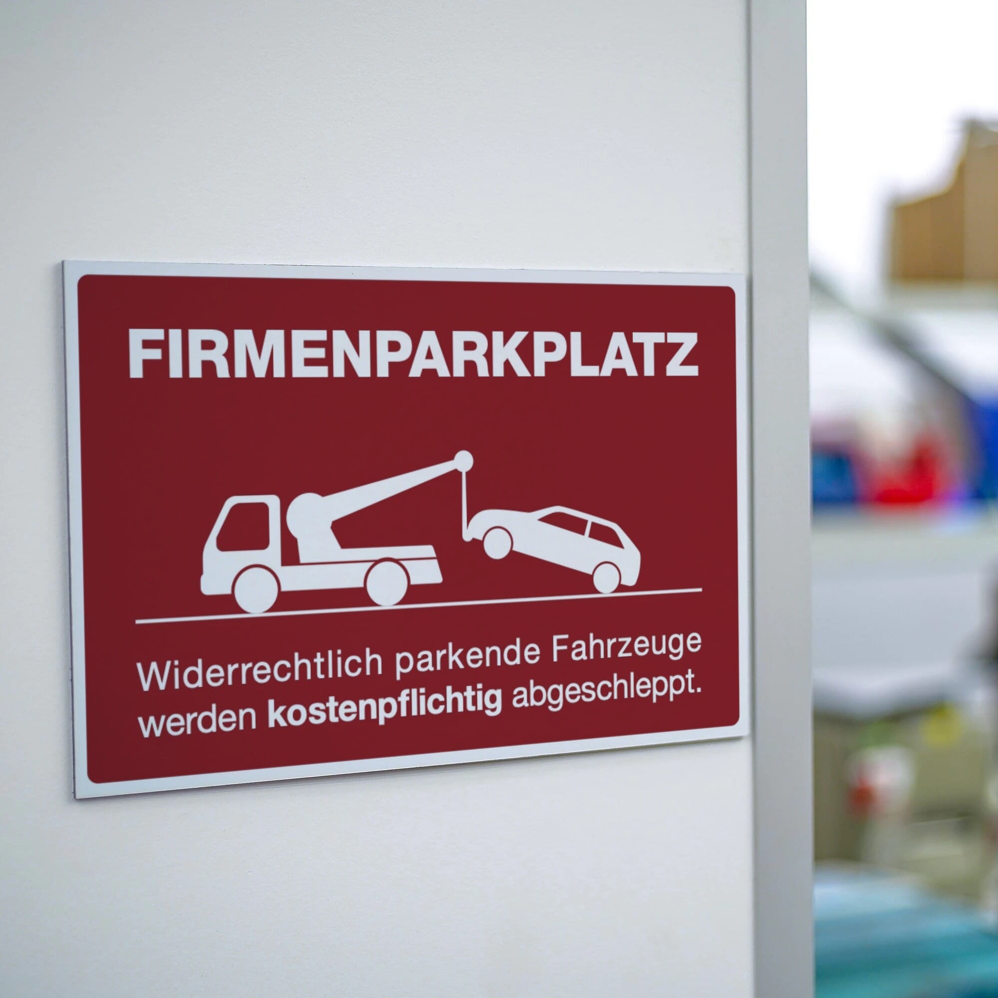 Schild Alu-Verbund Firmenparkplatz (signalrot, 200x300x4 mm)
