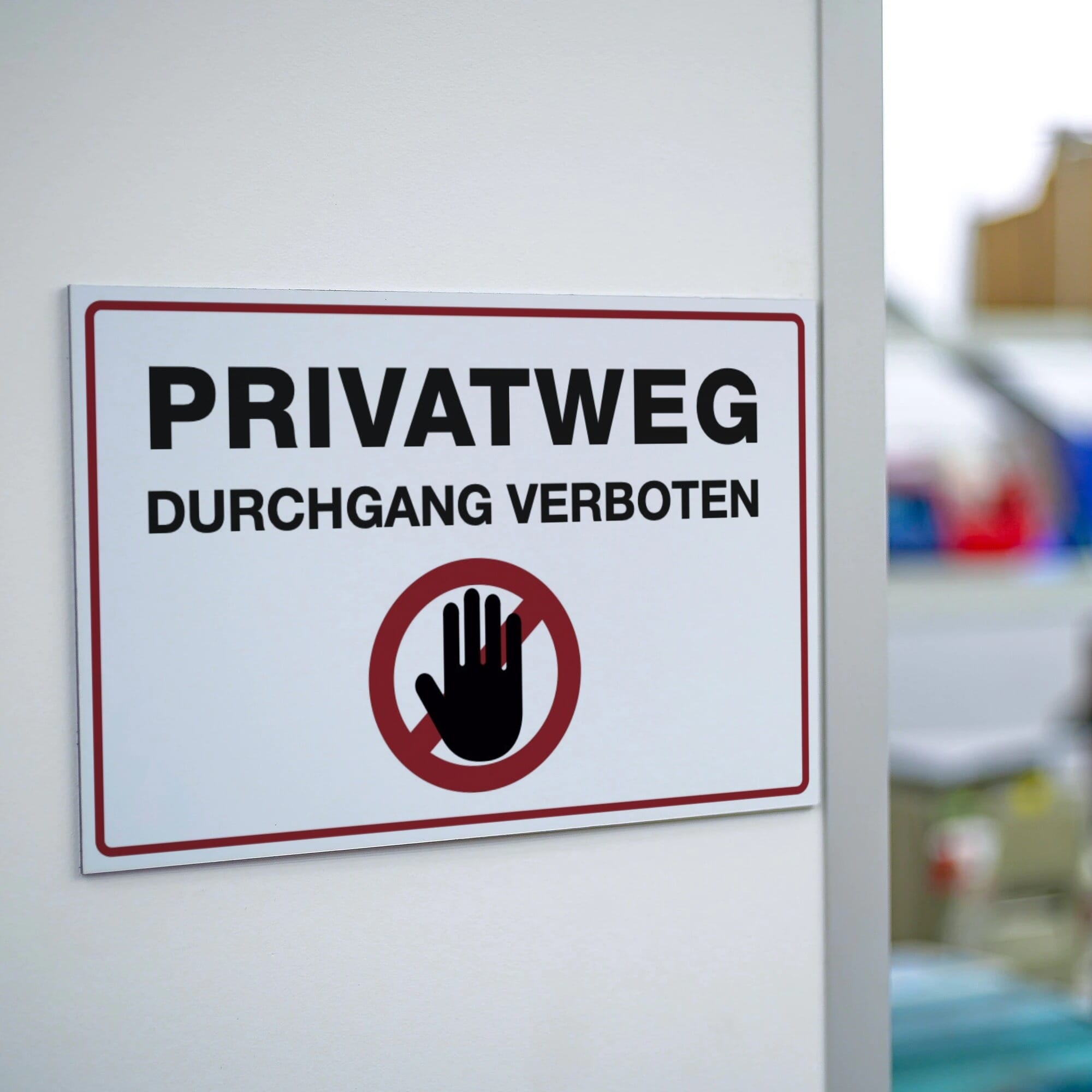 Schild Alu-Verbund PRIVATWEG - DURCHGANG VERBOTEN (weiß, 300x200x4 mm)
